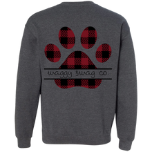 Load image into Gallery viewer, Buffalo Plaid Paw 1 Crewneck with Back Decal
