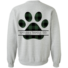 Load image into Gallery viewer, Buffalo Plaid Paw 2 Crewneck with Back Decal
